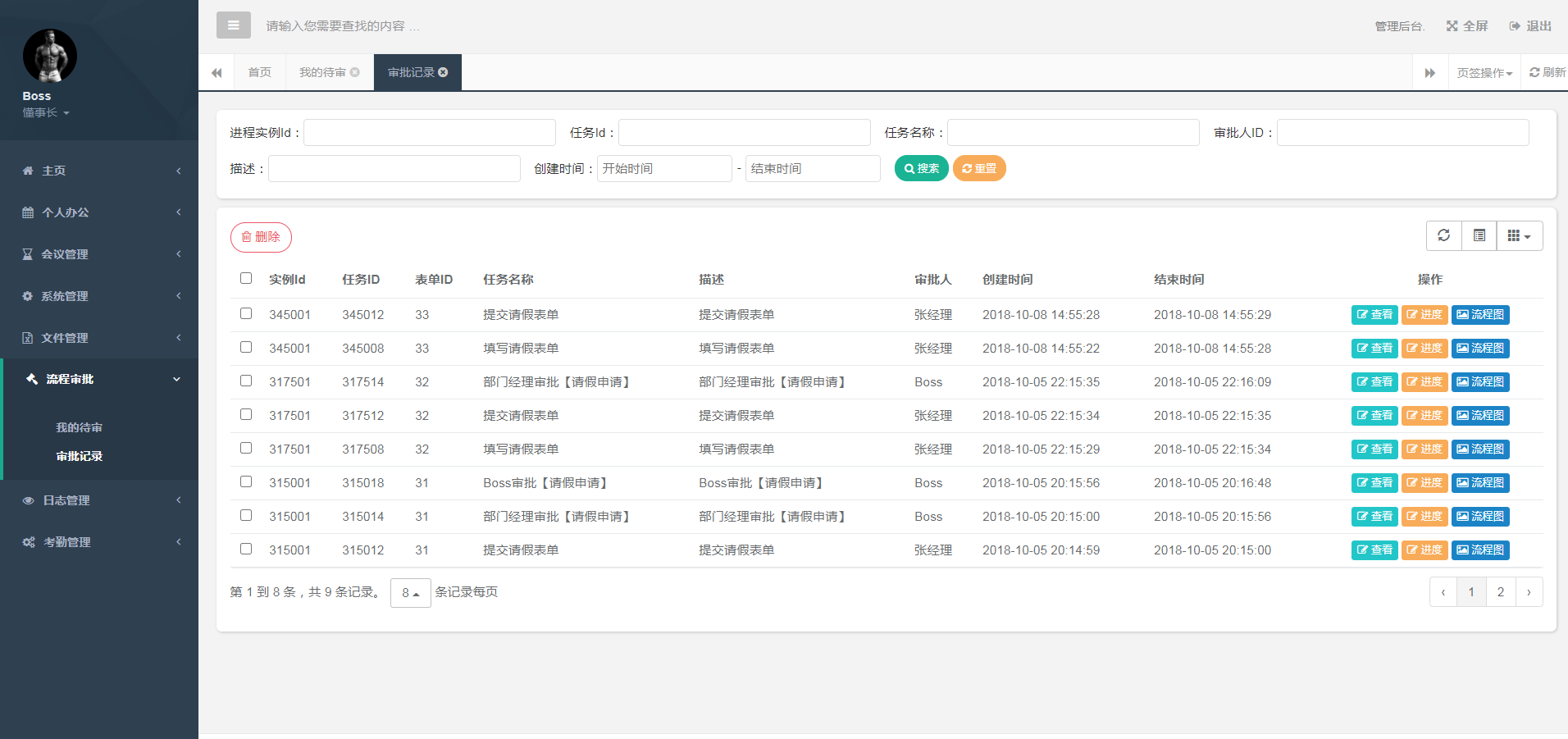 办公自动化后台管理系统